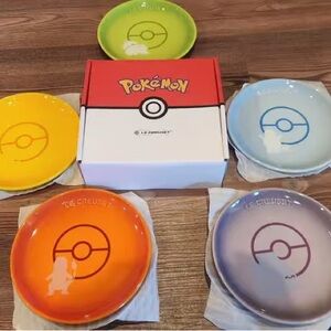 Le Creuset Pokémon Plate Set - Orange, Yellow, Green, Blue, Purple